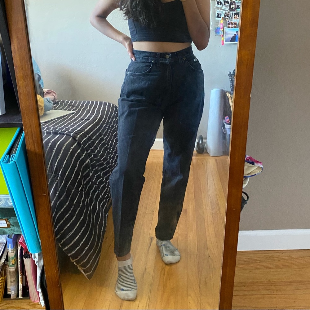 Vintage High Waisted Black Mom Jeans